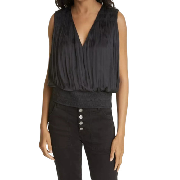 Frame Denim Black Sleeveless Blouse - Picture 1 of 5